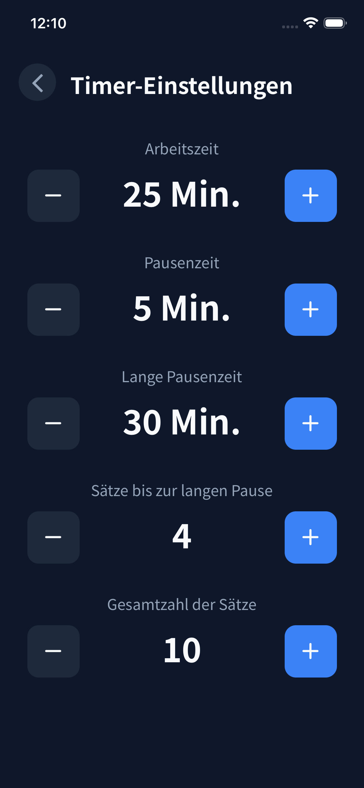 pomo timer screen