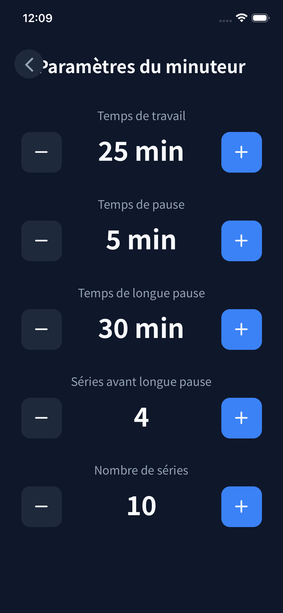 pomo timer screen