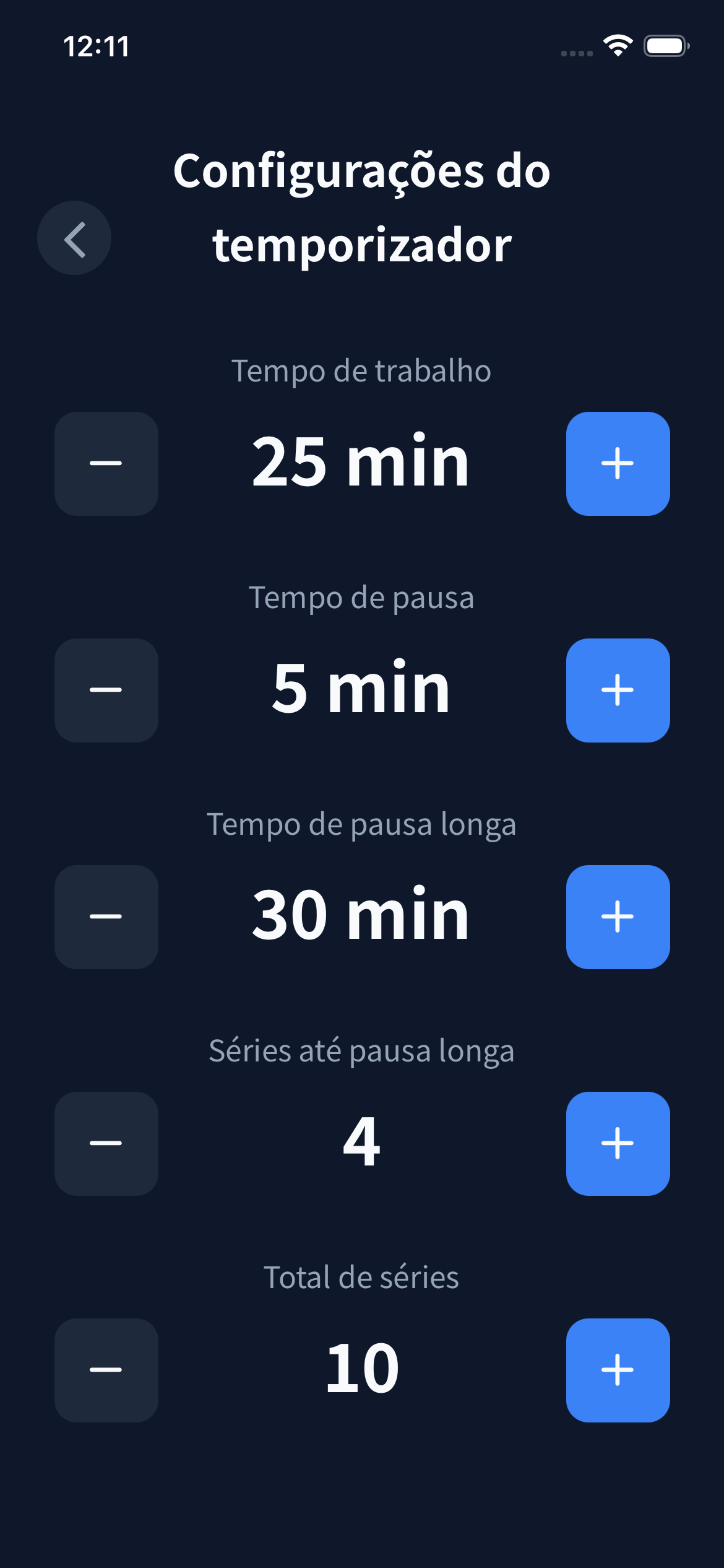 pomo timer screen